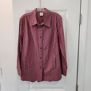 Cabi Regatta Shacket #6083 Striped Button Down Long Sleeve Shirt Medium NWT $119